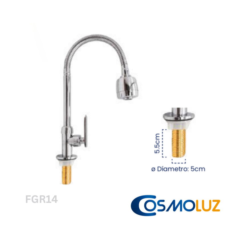 Llave Lavaplatos Meson Flexible Cuerpo y Palanca Metal/ Entrada Bronce